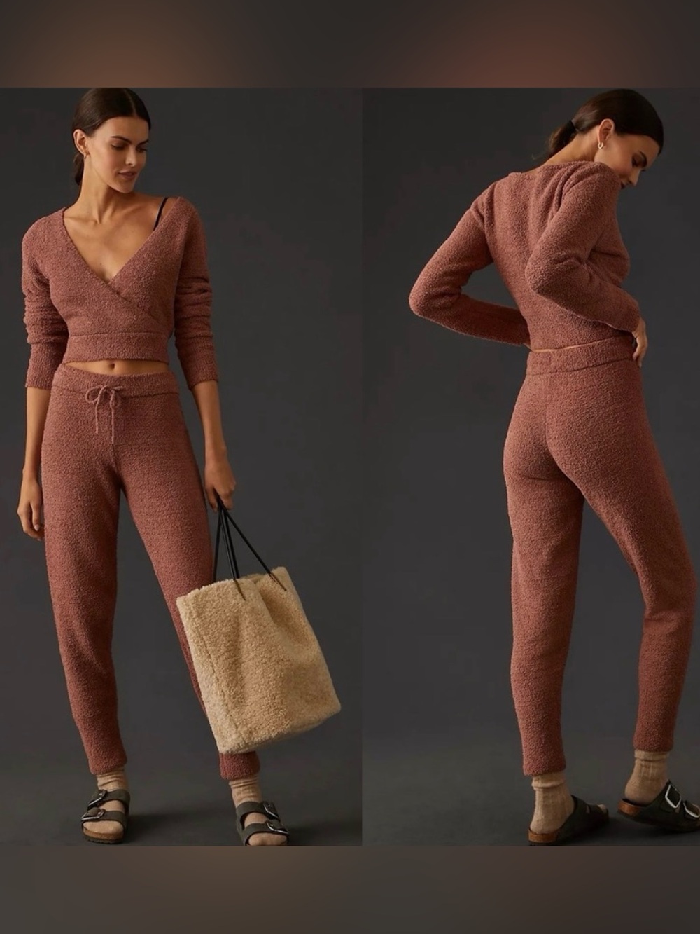 Daily Practice by Anthropologie Sweater Set Rose Brown S